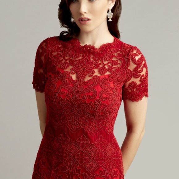 Tadashi Shoji Silas Embroidered Lace Dress Red 6 NWOT - Picture 2 of 6
